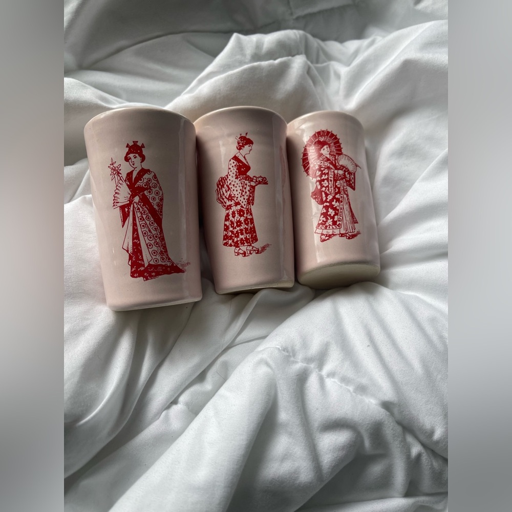 Red and White Ceramic Tumbler